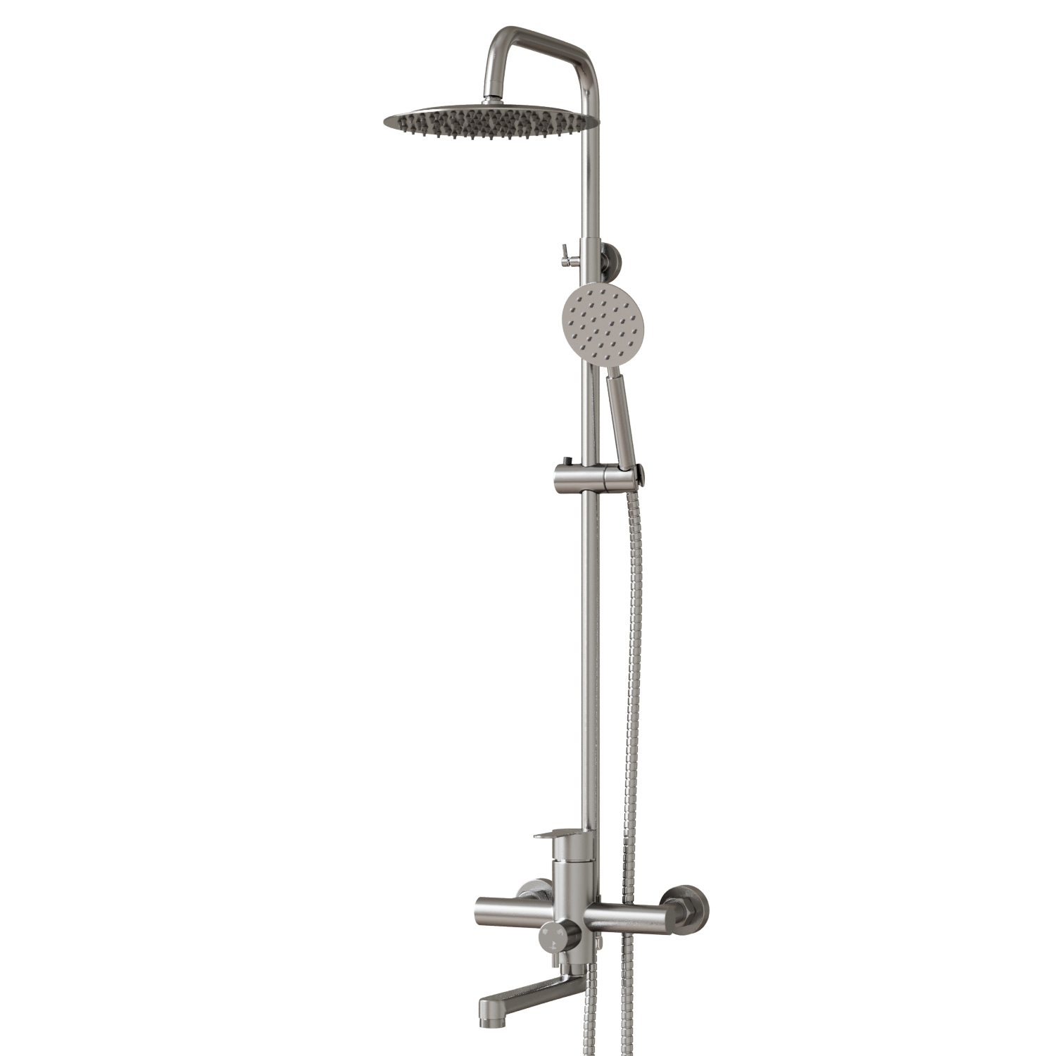 Душевая система MIXLINE MLSS32-06 "Stainless" (смеситель 35К с изл+лейка 3поз.+душ.шланг+тропич.душ.) нерж. (553215) Душевая система MIXLINE MLSS32-06 "Stainless" (смеситель 35К с изл+лейка 3поз.+душ.шланг+тропич.душ.) нерж. (553215) - фото 1