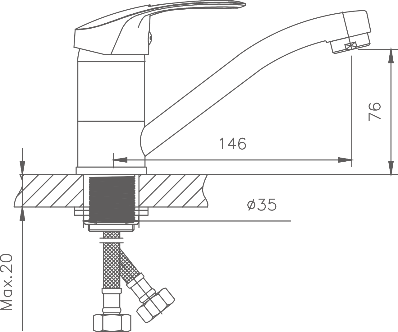 Смеситель для кухни Cron хром (CN4539-2) - фото 2
