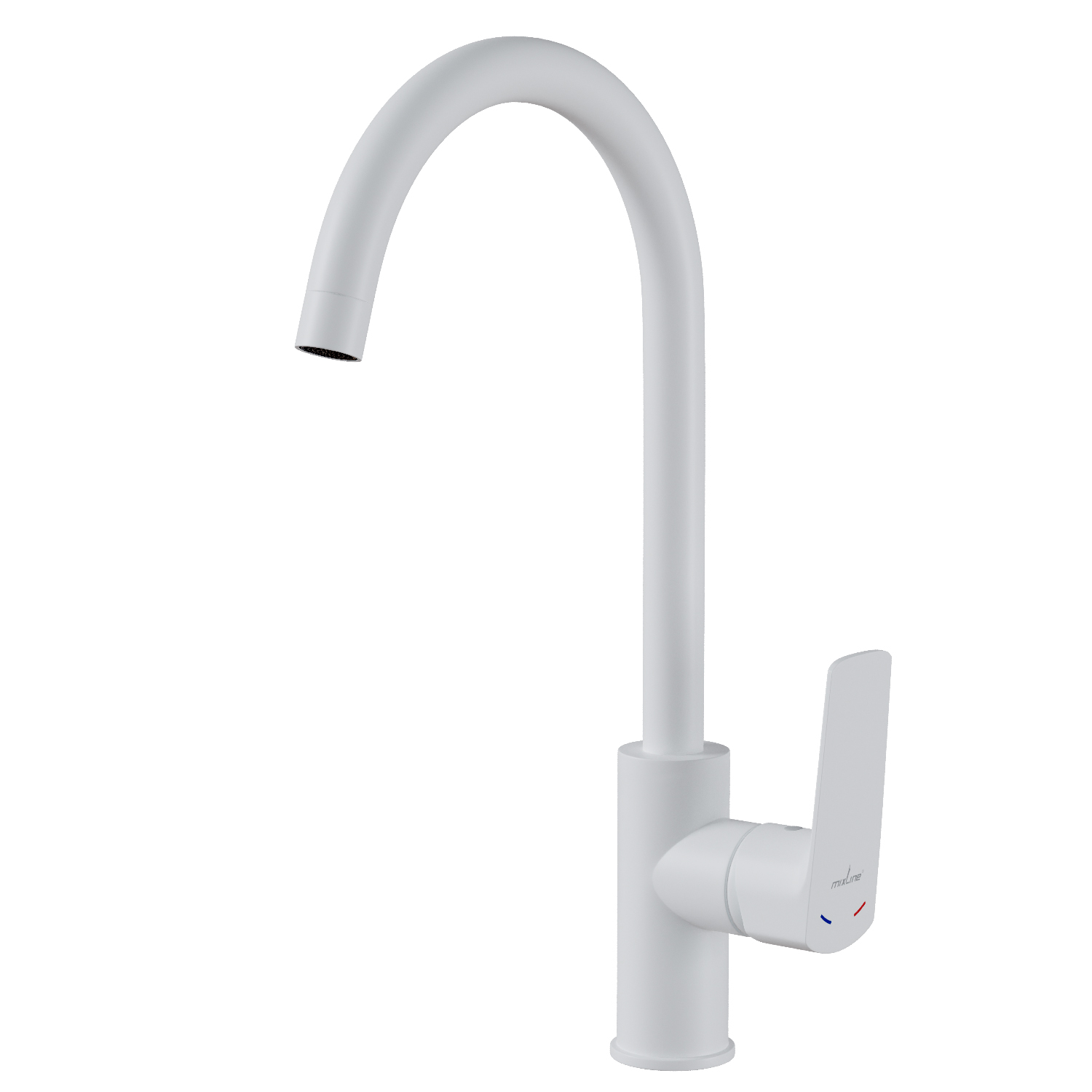 Смеситель для кухни 35k MIXLINE МЛ15-031(ML15-031W) выс.излив б/отв бок п/гайку (без подводки)БЕЛЫЙ (556664)