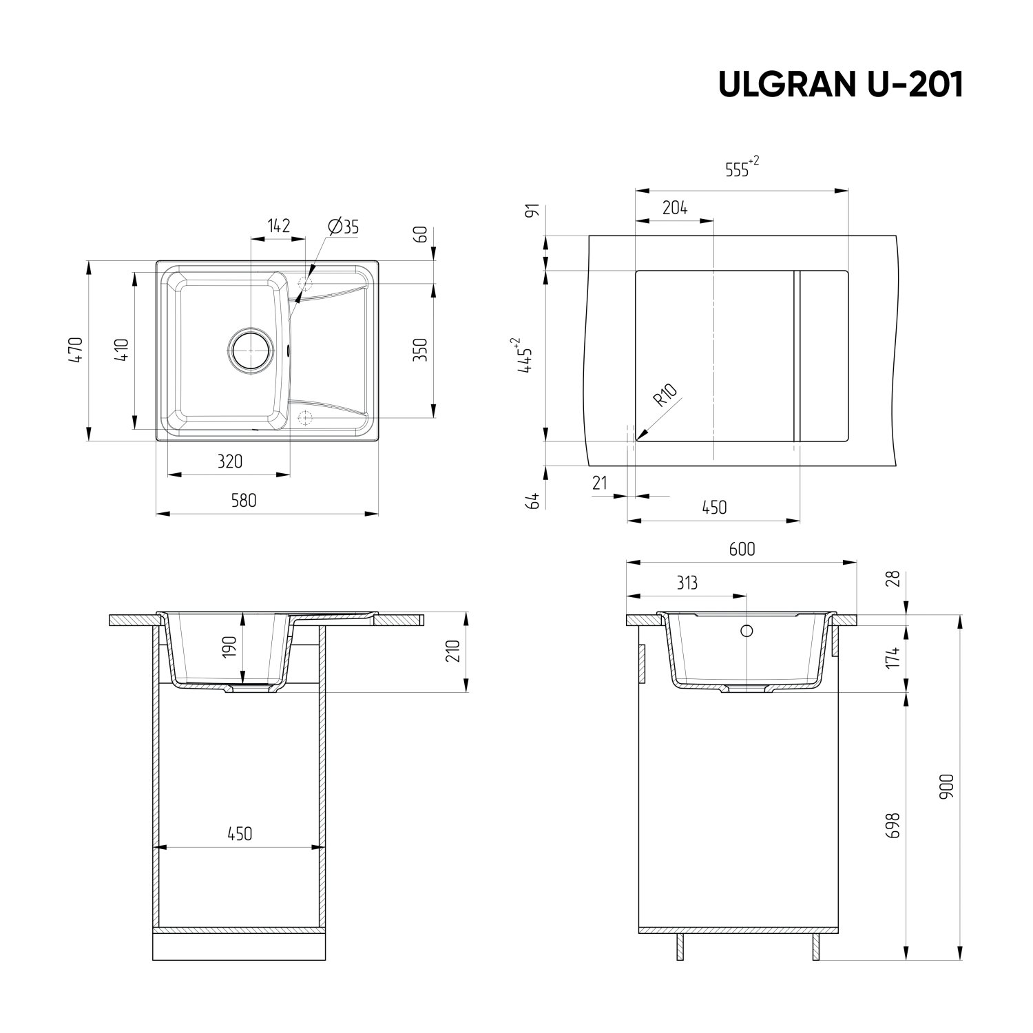 Мойка Ulgran Classic бежевый (U-201-328) - фото 5
