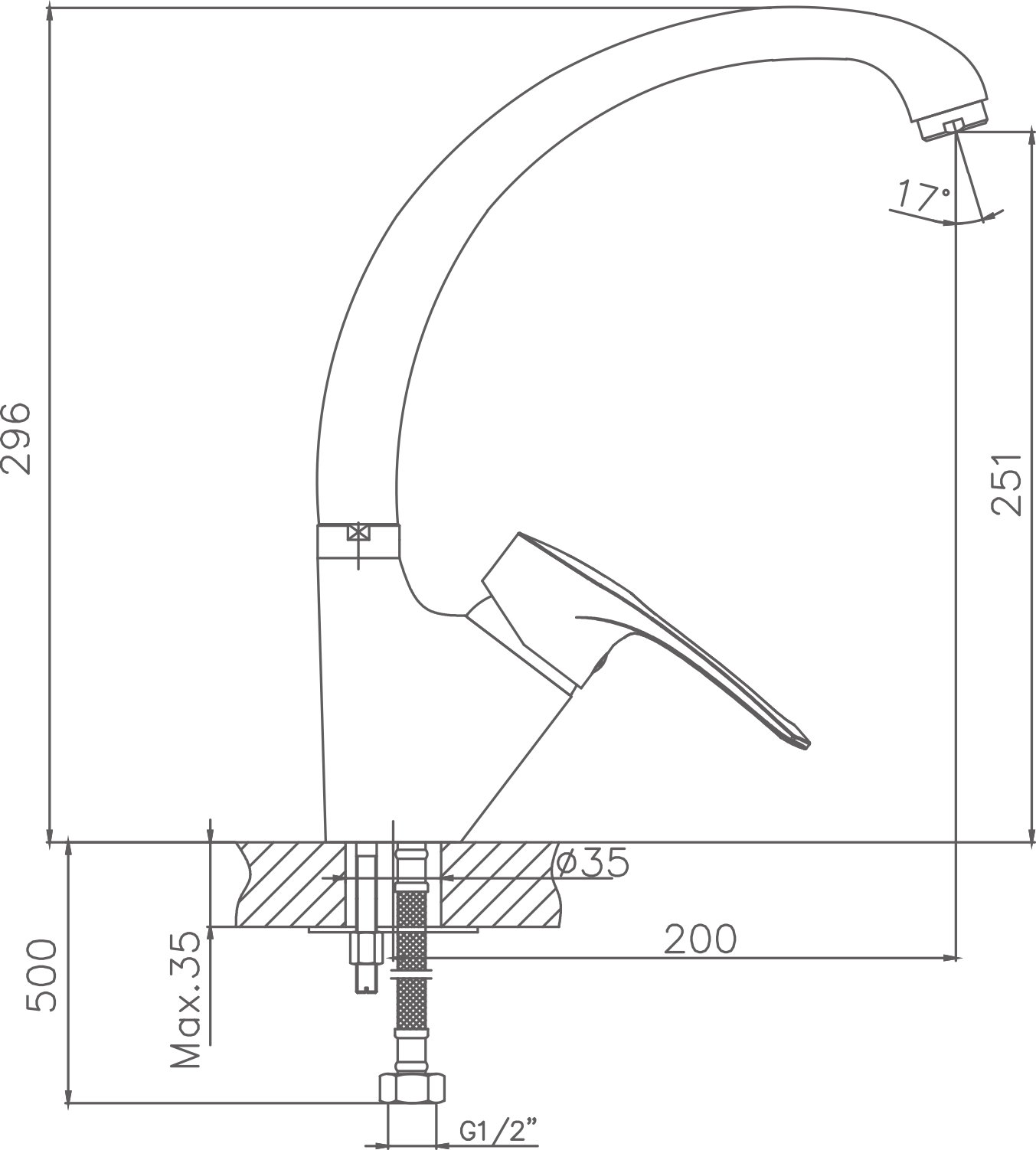 Смеситель для кухни Cron хром (CN4166) - фото 2