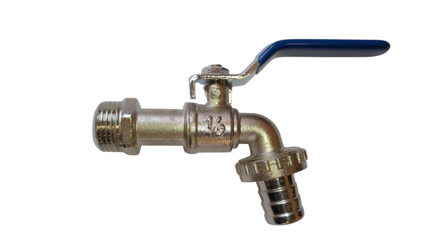 Кран шаровой со штуцером 1/2" VN-CN12 водоразборный никилированный ручка - фото 1