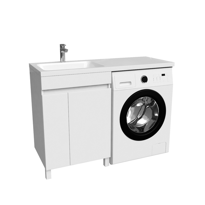 Тумба с умывальником напольная для стиральной машины с дверцами, 120 см, левая, белая, IDDIS Optima Home (OPH12LDi95K) - фото 2