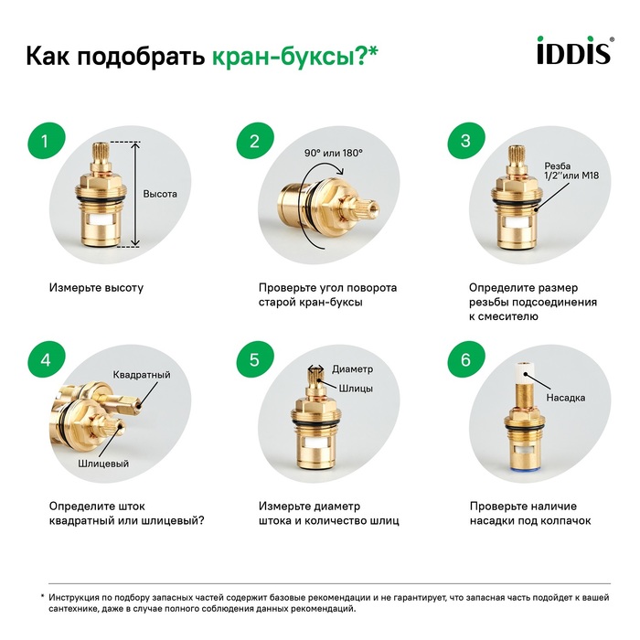 Кран-букса для смесителя IDDIS Optima Home керамика, пластик, 90°, 20 зубцов, G1/2", h=49 мм (998PP491SM) Кран-букса для смесителя IDDIS Optima Home керамика, пластик, 90°, 20 зубцов, G1/2", h=49 мм (998PP491SM) - фото 6