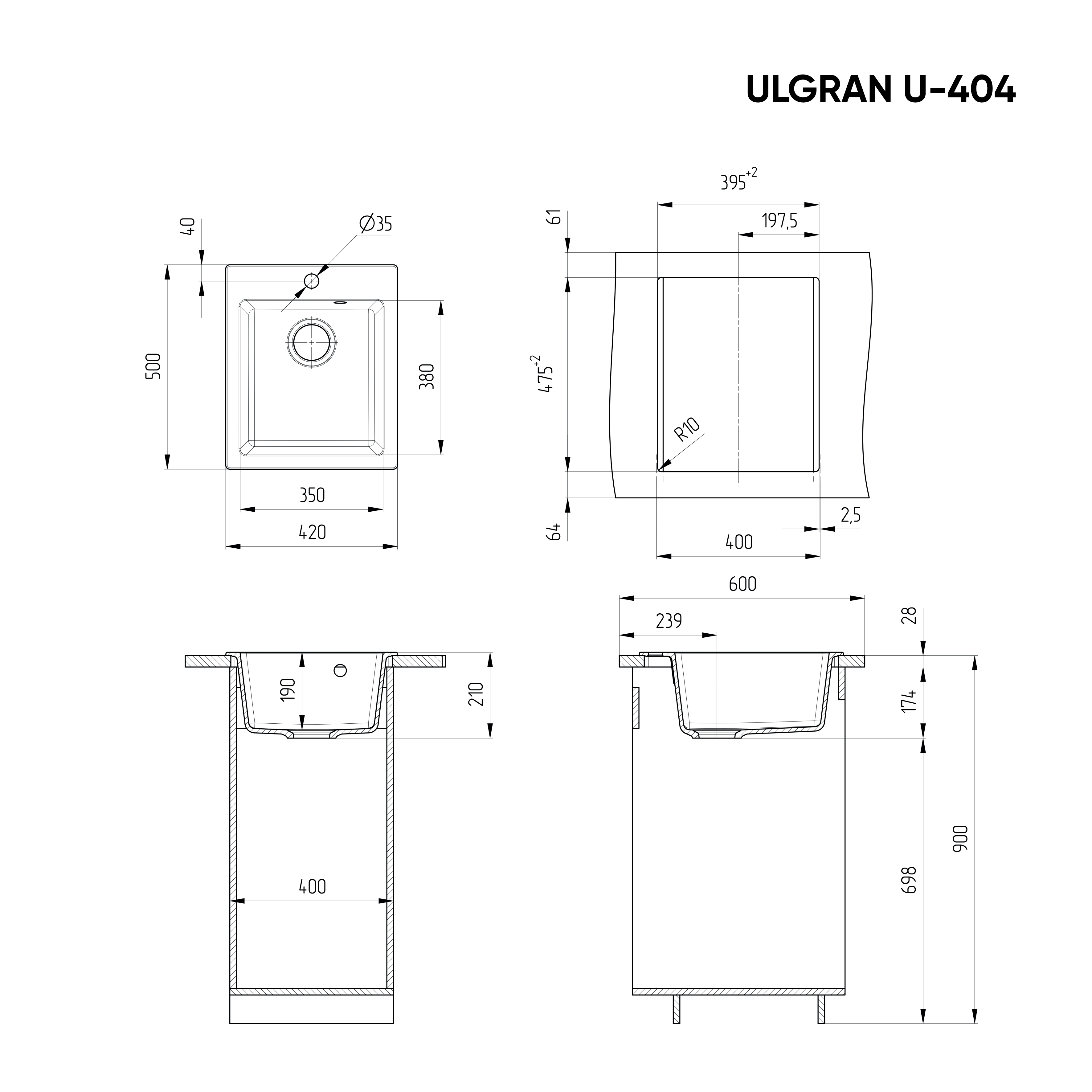 Мойка Ulgran Classic белый (U-404-331) - фото 4