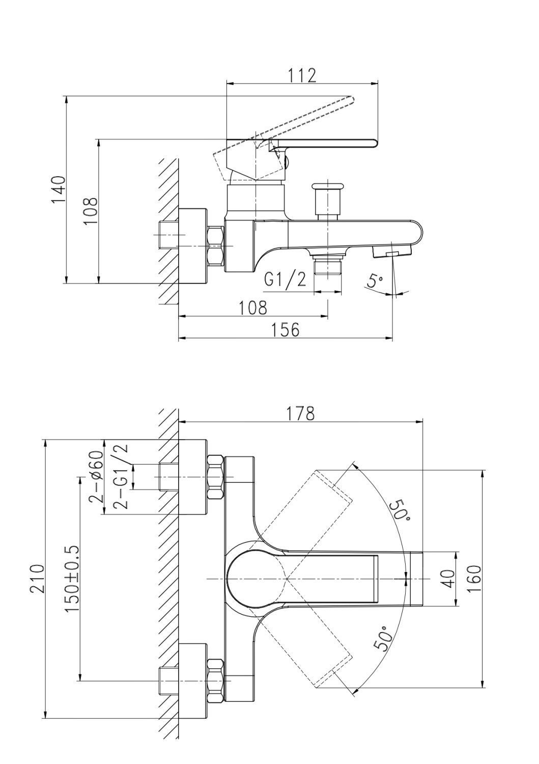 Смеситель для ванны Cersanit BRASKO однорычажный (63021) - фото 3