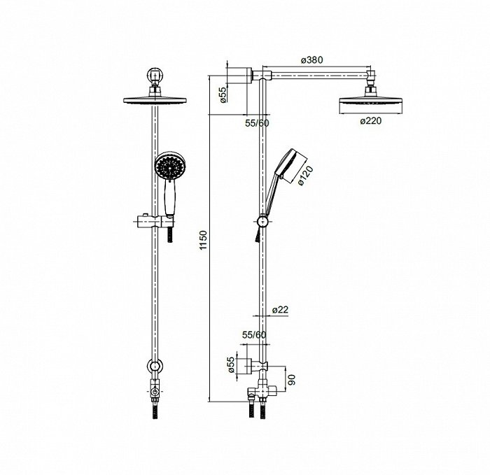 Душевой гарнитур IDDIS Renior shower с верхней лейкой (RENSS5FI76) Душевой гарнитур IDDIS Renior shower с верхней лейкой (RENSS5FI76)