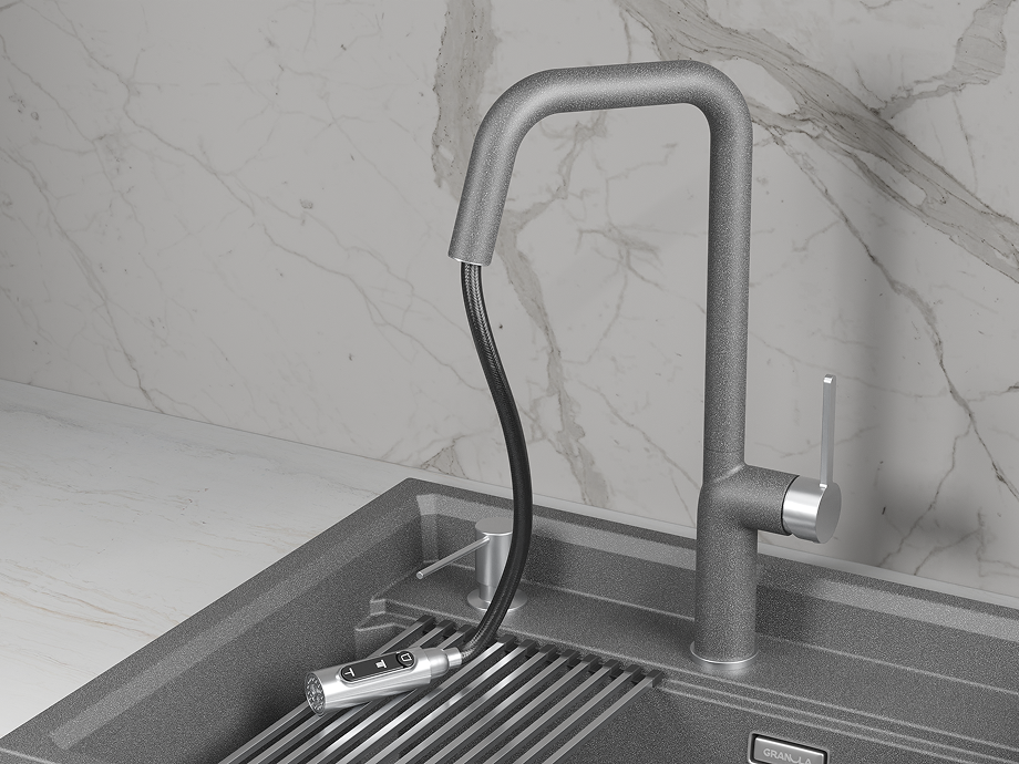 Смеситель для кухни GRANULA (9011, ГРАФИТ) - фото 3