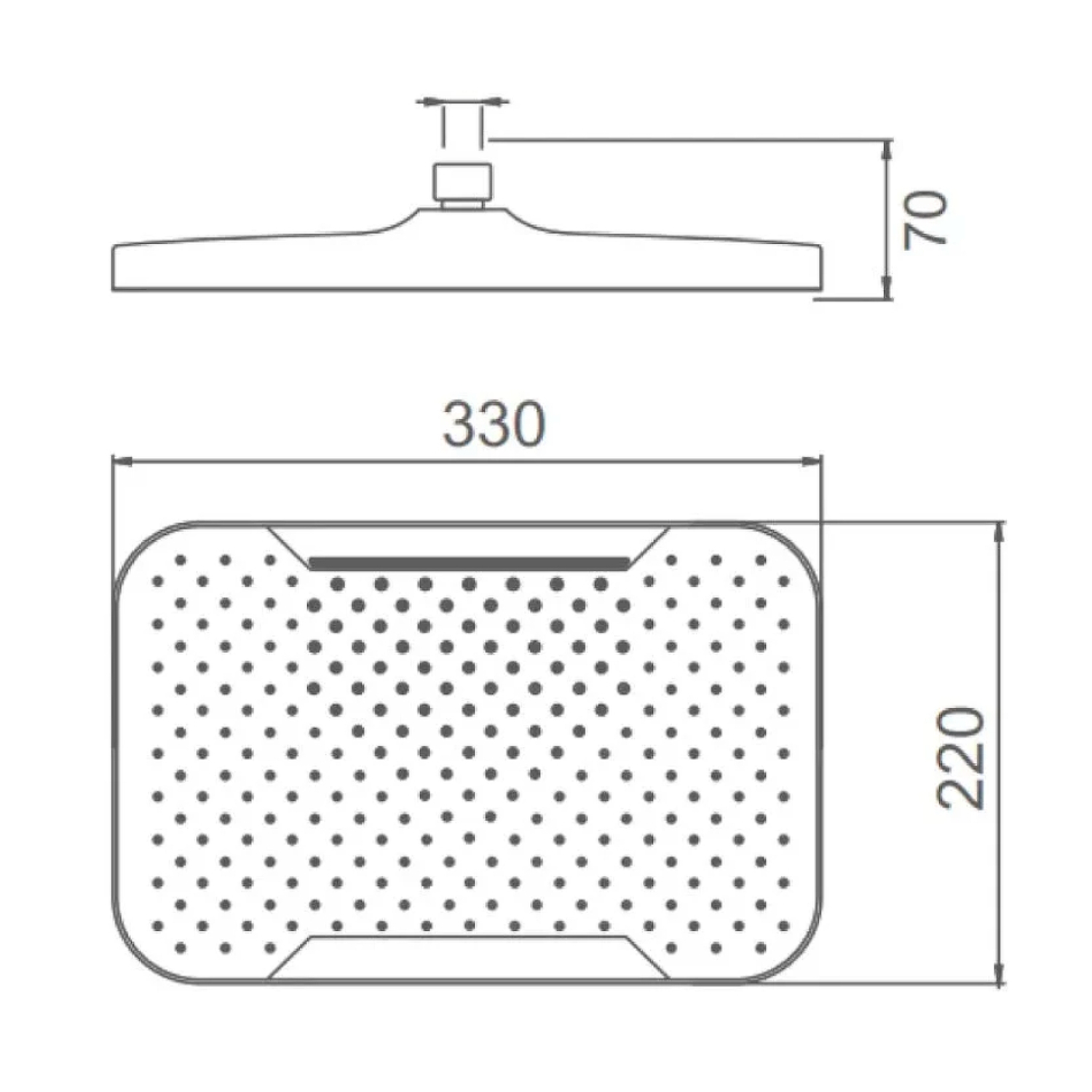 Лейка верхняя для душа Splenka прямоугольная 330*220мм пластик/силикон, хром (S451.54) - фото 2
