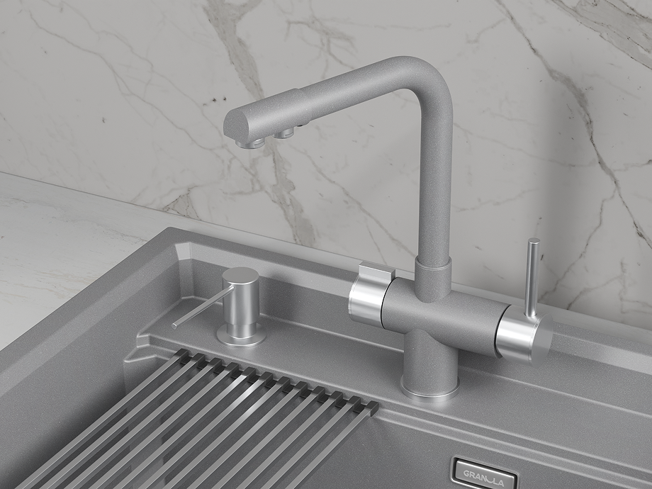 Смеситель для кухни GRANULA (5008, АЛЮМИНИУМ) - фото 2