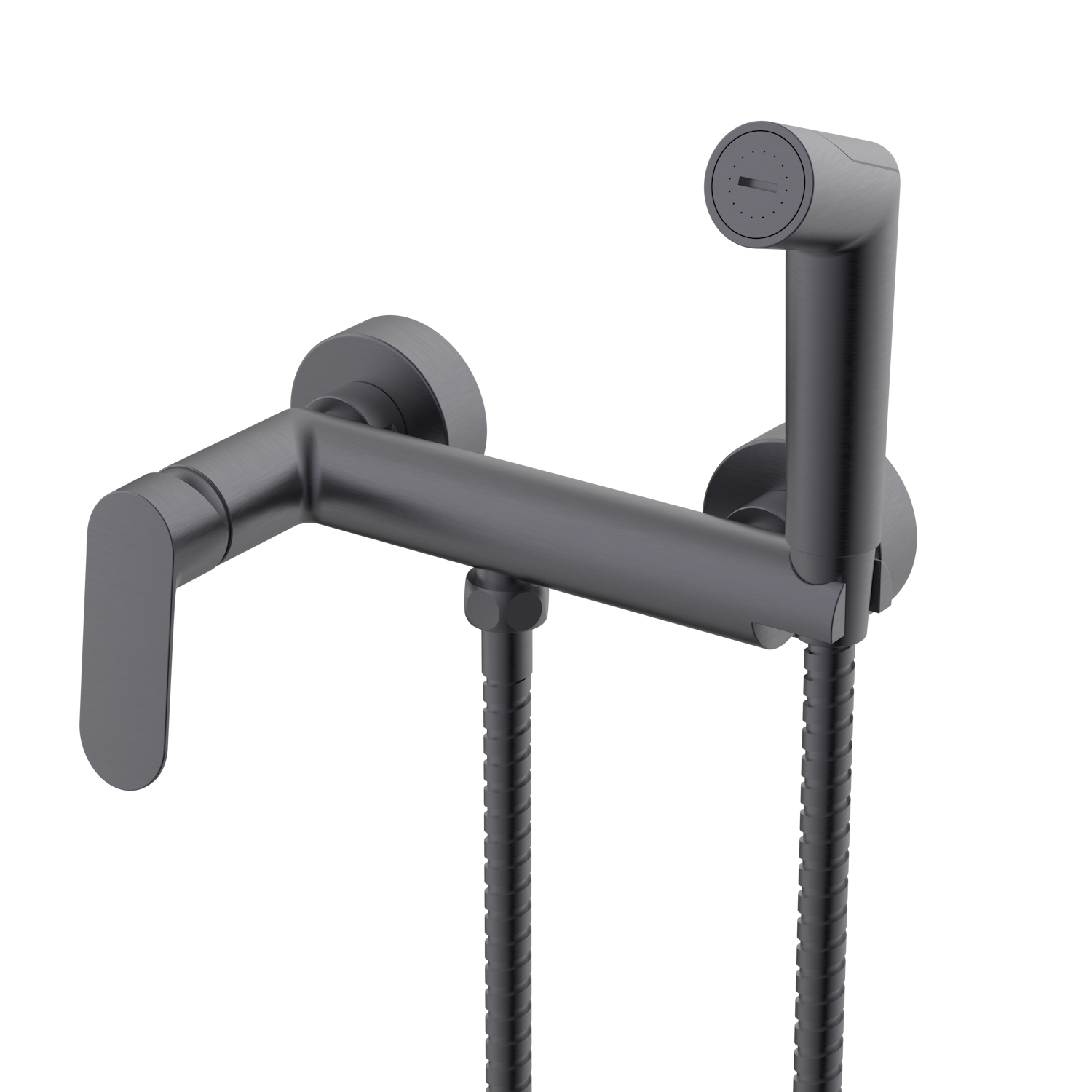 Смеситель Splenka с гигиеническим душем настенный графит (S41.51.09) - фото 1