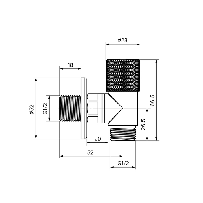 Кран угловой IDDIS Оптима Хоум (Optima Home) с отражателем, вынос 2 см,  1/2; 1/2, кран-букса, латунь, черный (910B1A6C2BLZ) - фото 7