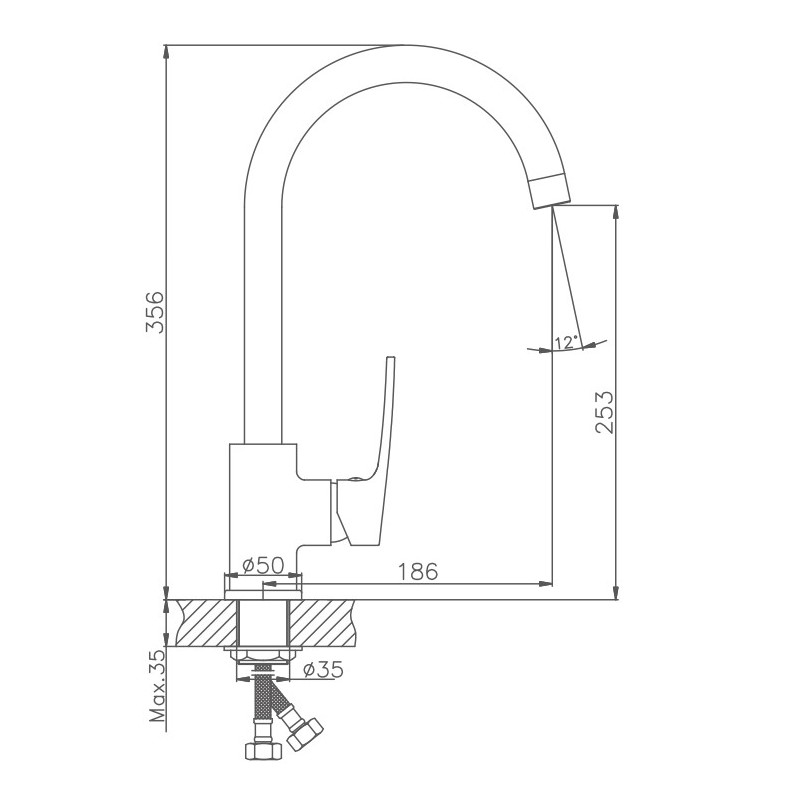 Смеситель для кухни Haiba (HB70587) - фото 2