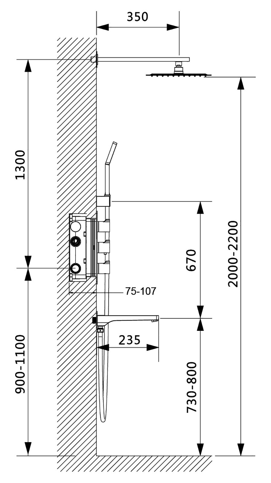 Душевая система встроенная с термостатом Timo Petruma черный (SX-5149/03SM) - фото 6
