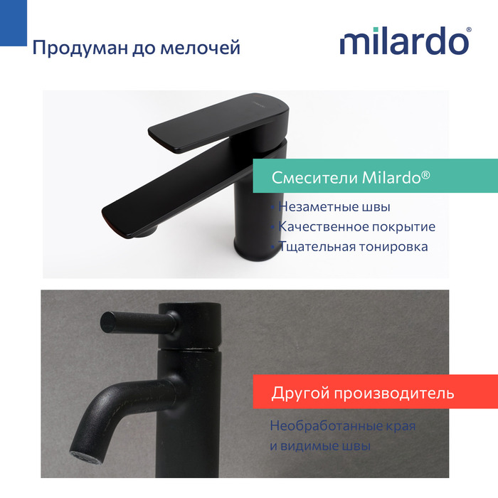 Смеситель для умывальника Milardo Поли (Poli) черный матовый (POLBL00M01) - фото 18