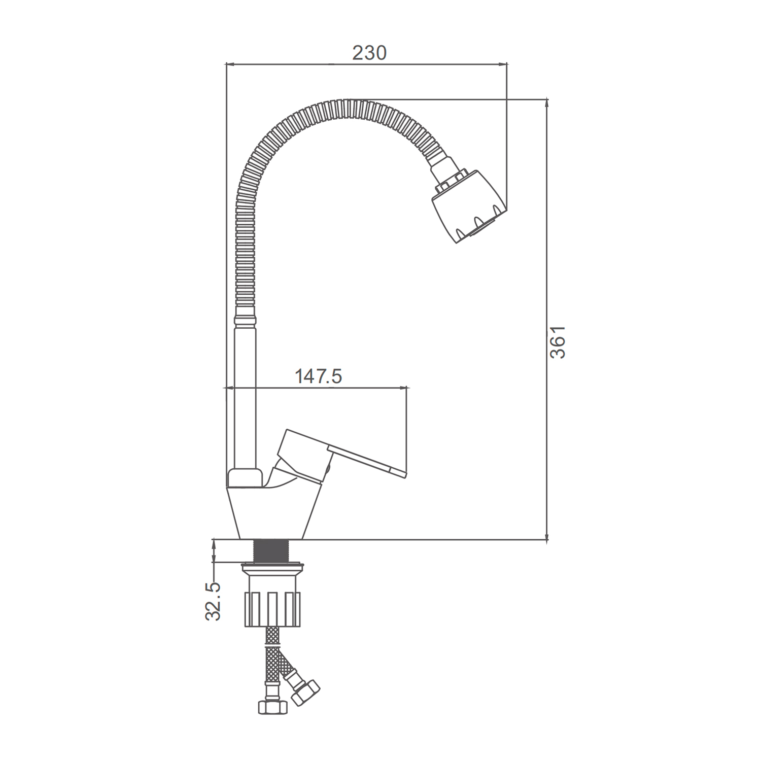 Смеситель Prohanss для кухни высокий гибкий излив, хром (P64.47) - фото 2