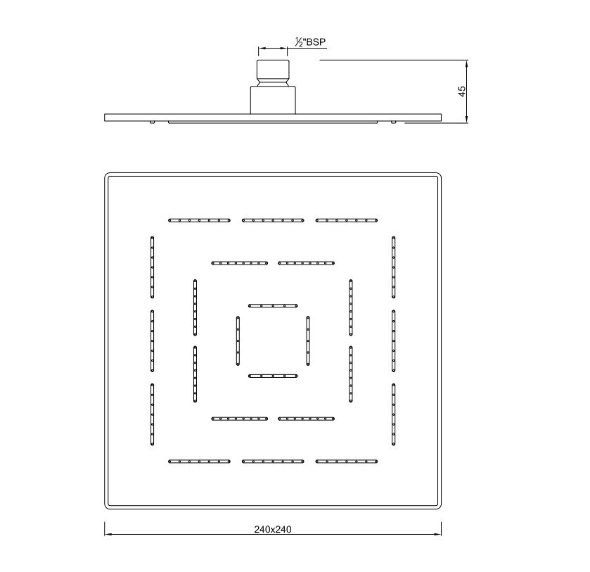 Верхний душ Jaquar Maze 1-режимный, 240х240 мм, белый матовый (OHS-WHM-1629) - фото 2