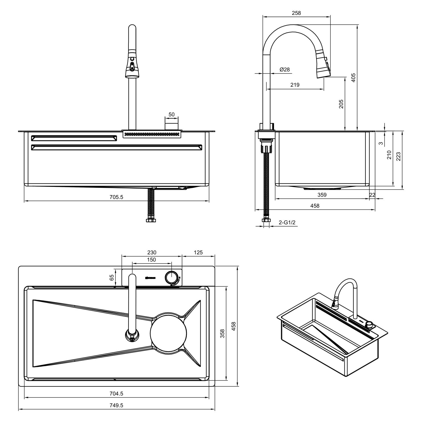Мойка многофункциональная ПРОФСАН (PSM-9944ST) - фото 7