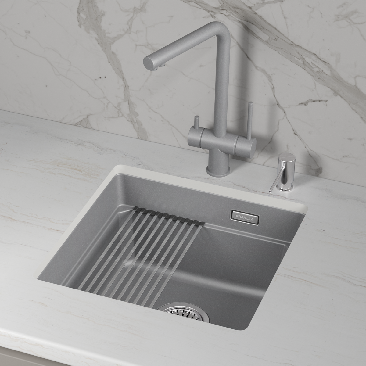 Кухонная мойка GRANULA кварц (4501iU, АЛЮМИНИУМ) - фото 3
