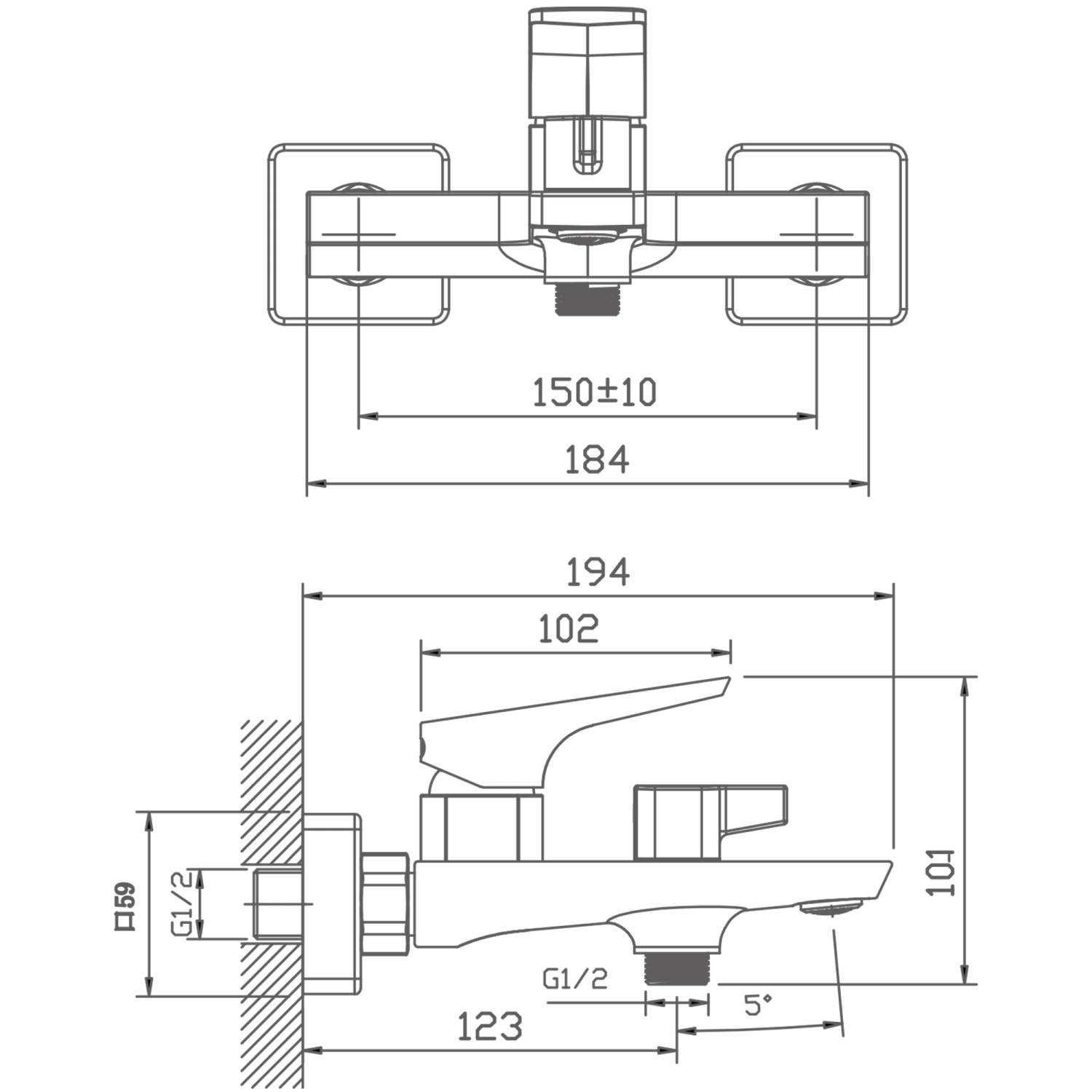 Смеситель для ванны HAIBA хром (HB60726) - фото 3
