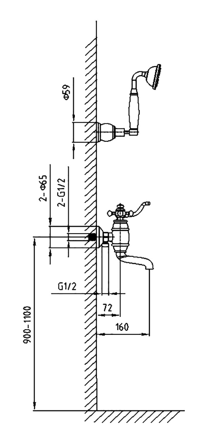смесители для ванны и душа Timo Lina (7034/02Y antique) - фото 2