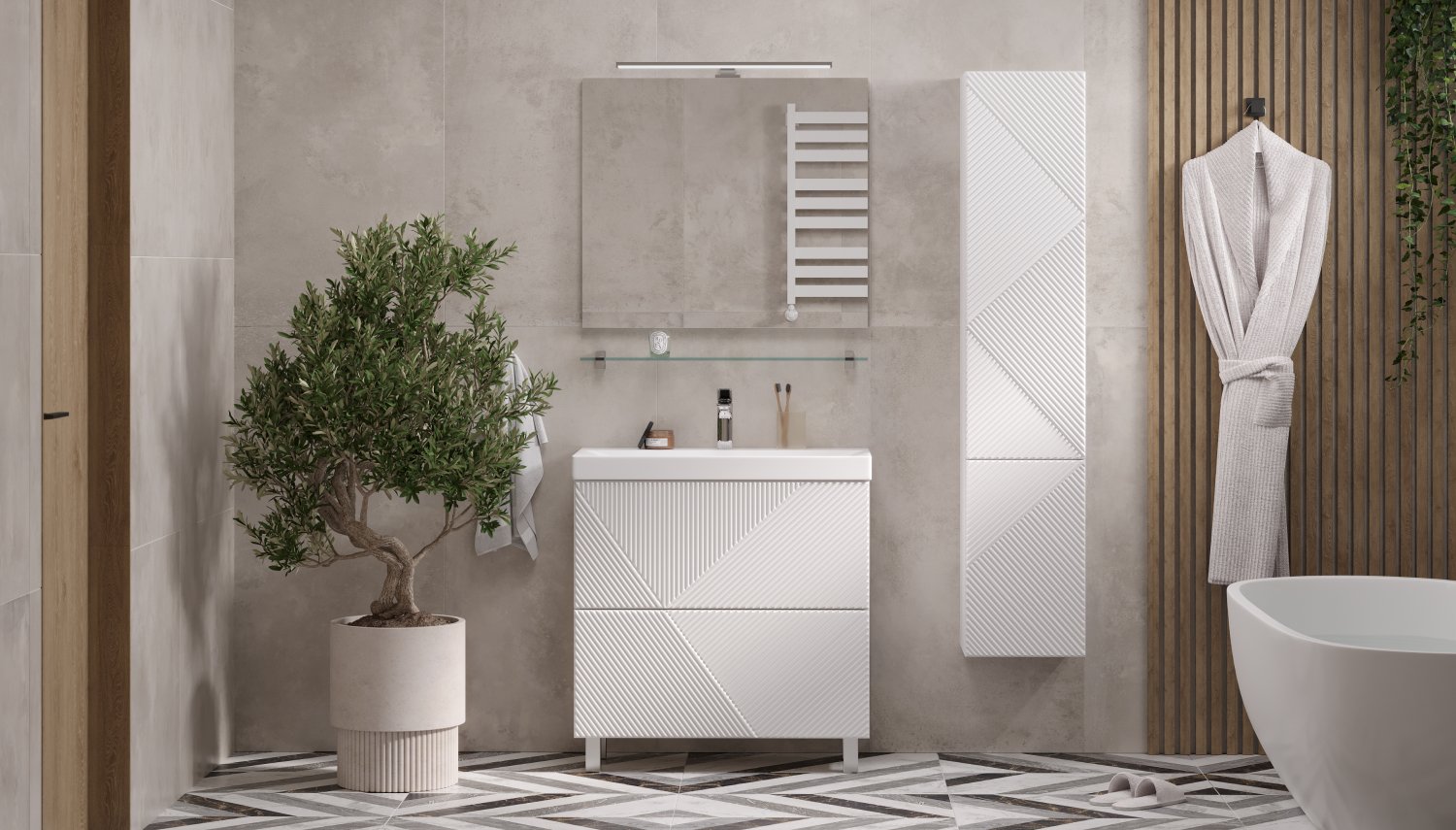 Тумба под раковину Velvex Edge 80.2Y (белая) под раковину 9696-80 (tn.EDG.9696.80.2Y белый глянец) - фото 2