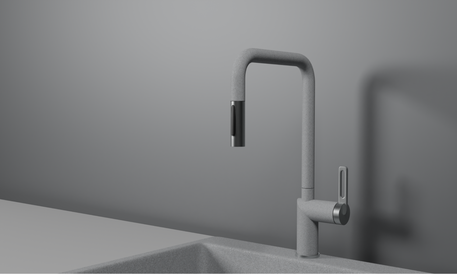 Смеситель для кухни GRANULA с выдвижным изливом (8173, БАЗАЛЬТ) - фото 1