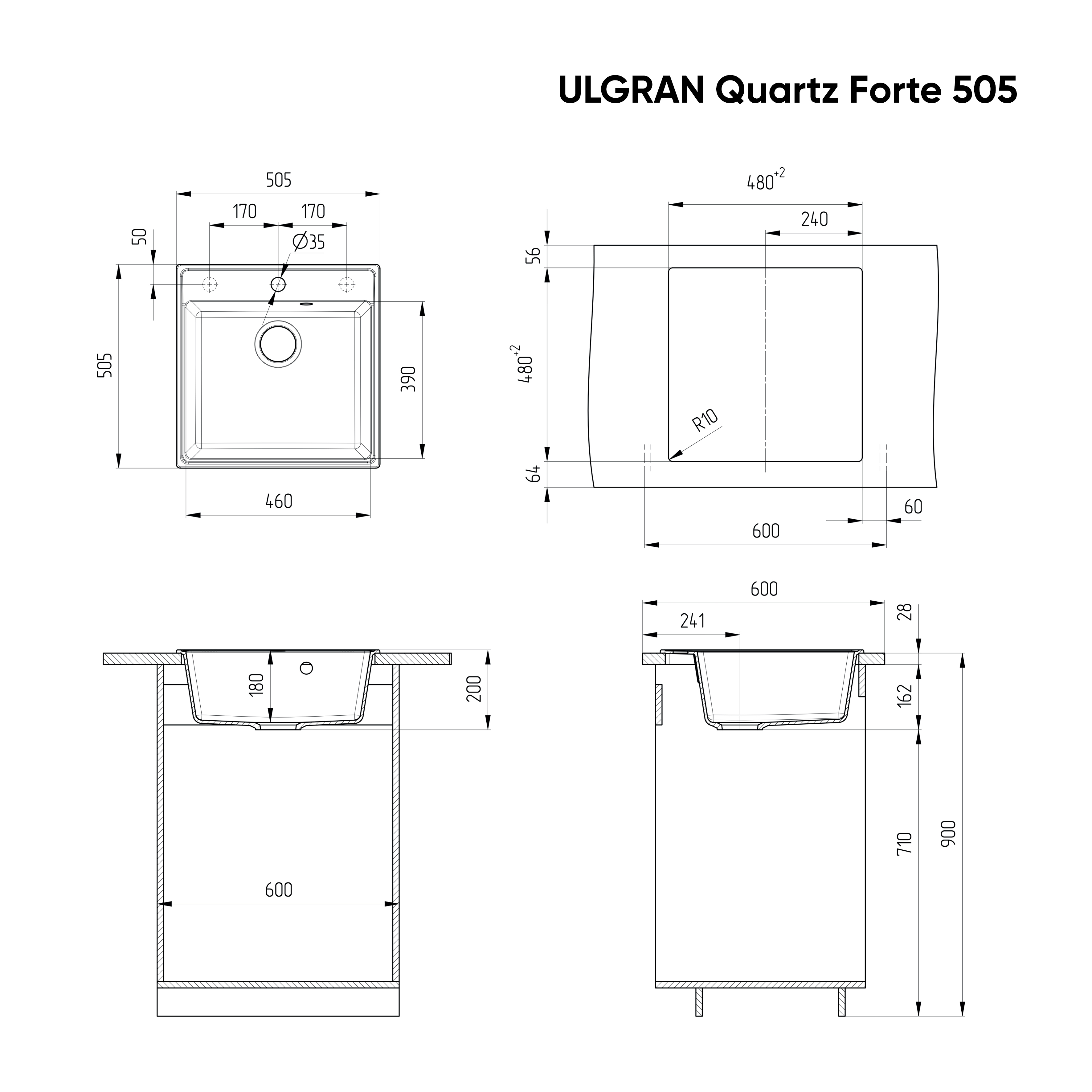 Мойка ULGRAN Quartz космос (Forte 505-08) - фото 3