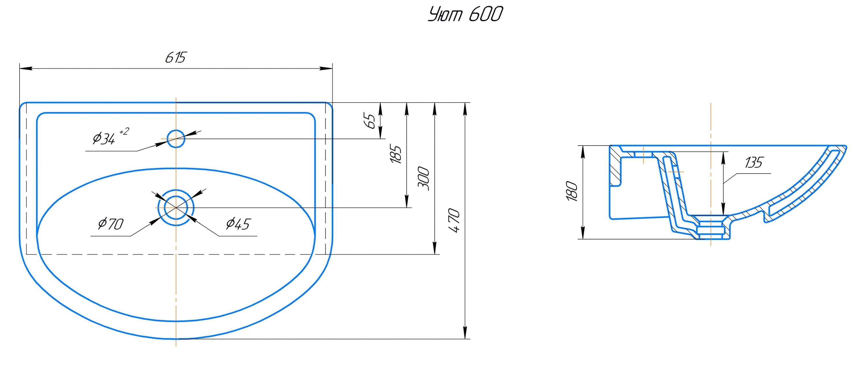 Умывальник VIGO (КСФ) Уют 60 с/о обр (4620008192772) - фото 2