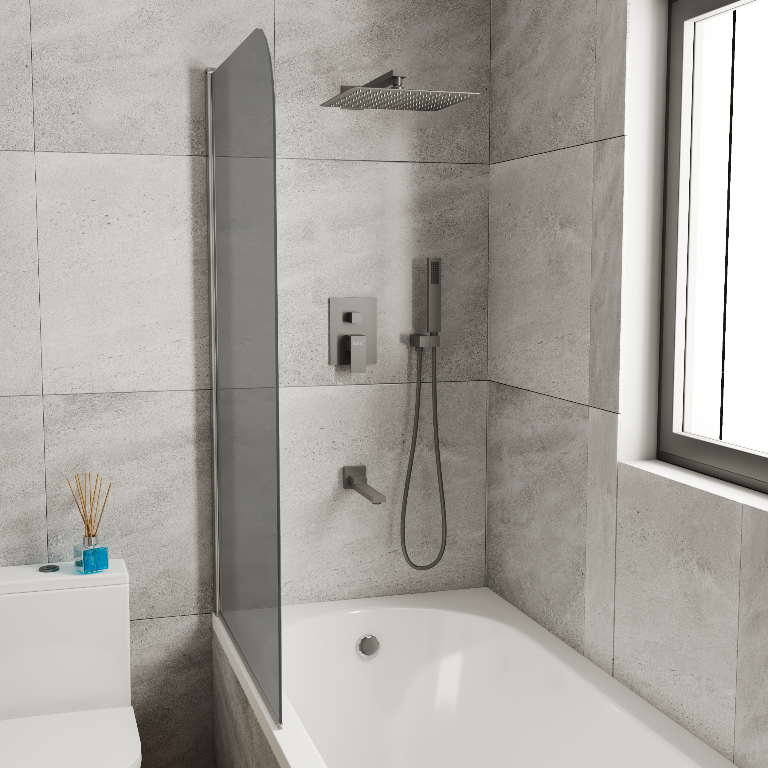 Душевая система для ванны и душа DK встраиваемая с изливом серый графит Bayern.Liszt (DA1515606A04) - фото 2
