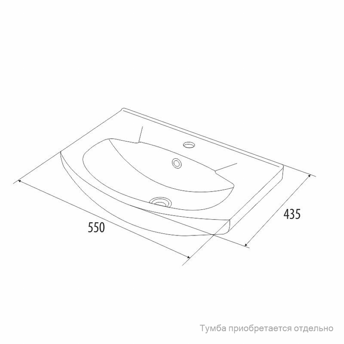 Умывальник мебельный, 55 см, 002, Milardo, 0025500M28 - фото 3