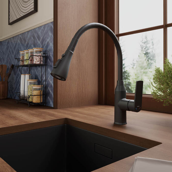 Смеситель для кухни Milardo Poli с гибким изливом, черный матовый (POLBL0FM05) - фото 2