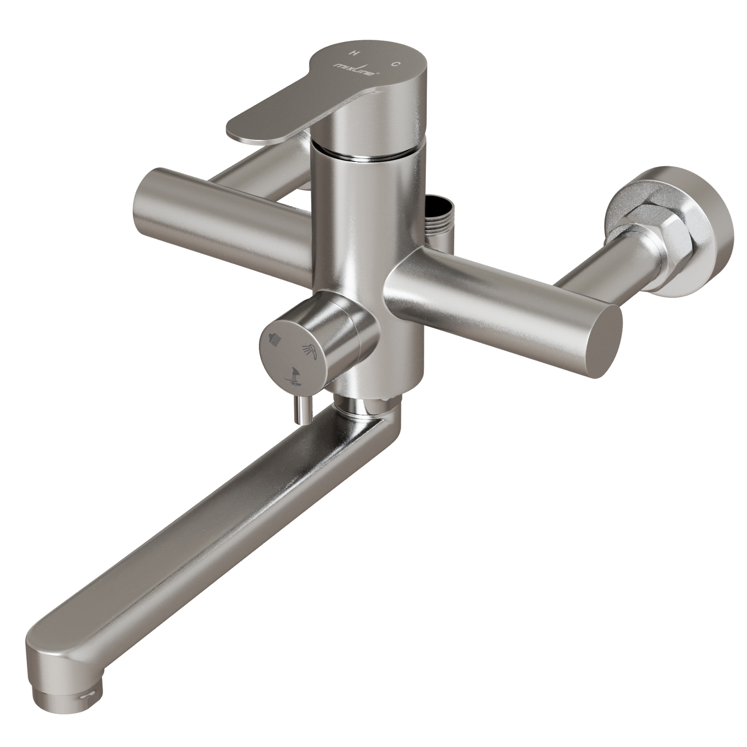 Душевая система MIXLINE MLSS32-06 "Stainless" (смеситель 35К с изл+лейка 3поз.+душ.шланг+тропич.душ.) нерж. (553215) Душевая система MIXLINE MLSS32-06 "Stainless" (смеситель 35К с изл+лейка 3поз.+душ.шланг+тропич.душ.) нерж. (553215) - фото 2