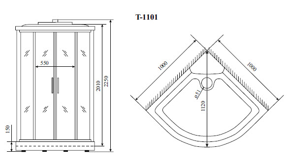 Душевая кабина Timo Comfort Fabric Glass 100*100*220 (T-8801F) Душевая кабина Timo Comfort Fabric Glass 100*100*220 (T-8801F) - фото 2
