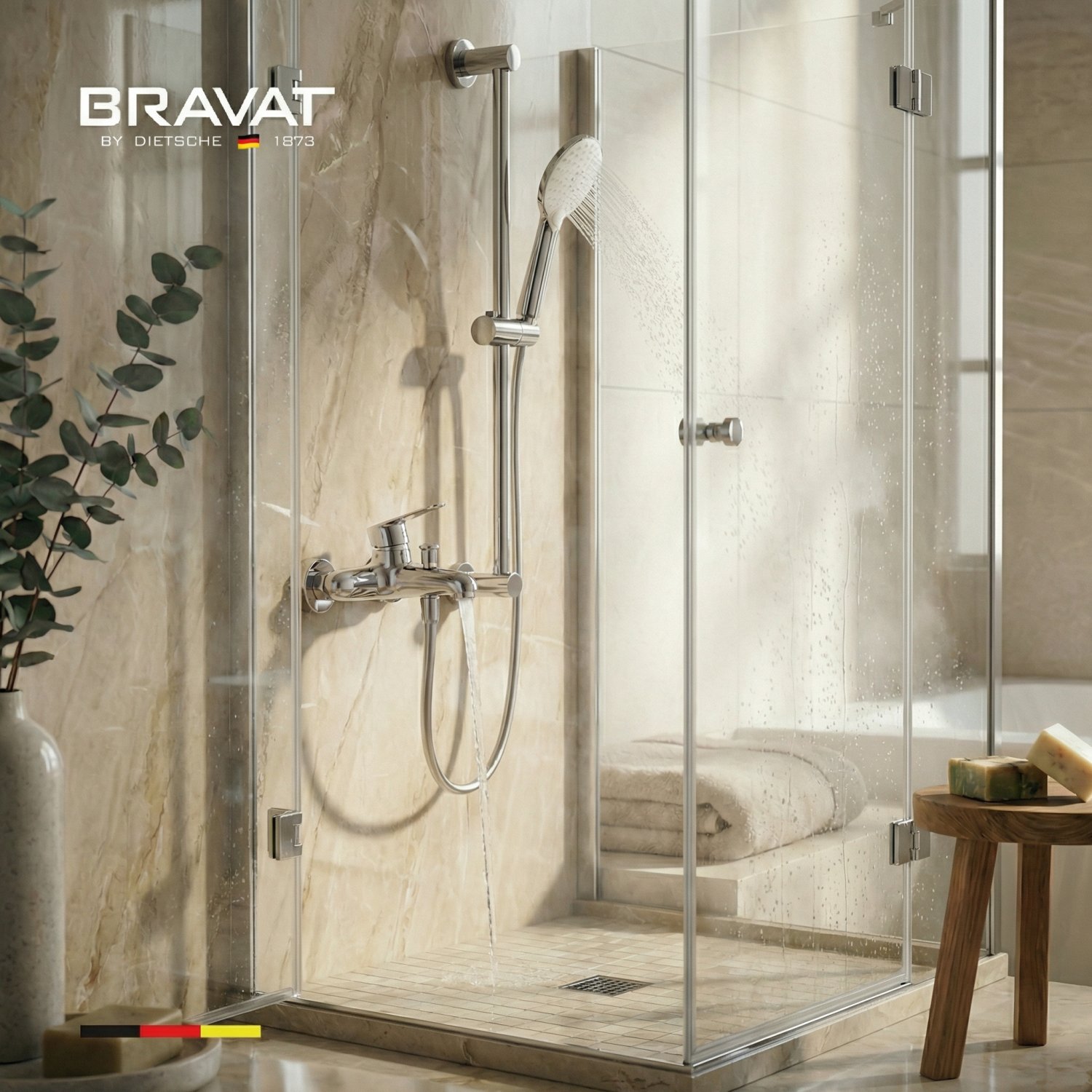Настенный смеситель для ванны и душа BRAVAT (F6810941CP-B-SW) - фото 2