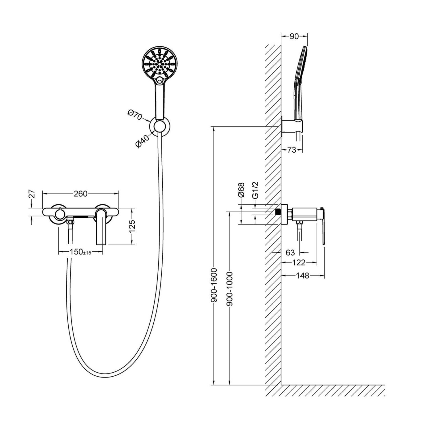 смесители для ванны и душа Timo Anni (2714/03Y) черный - фото 6