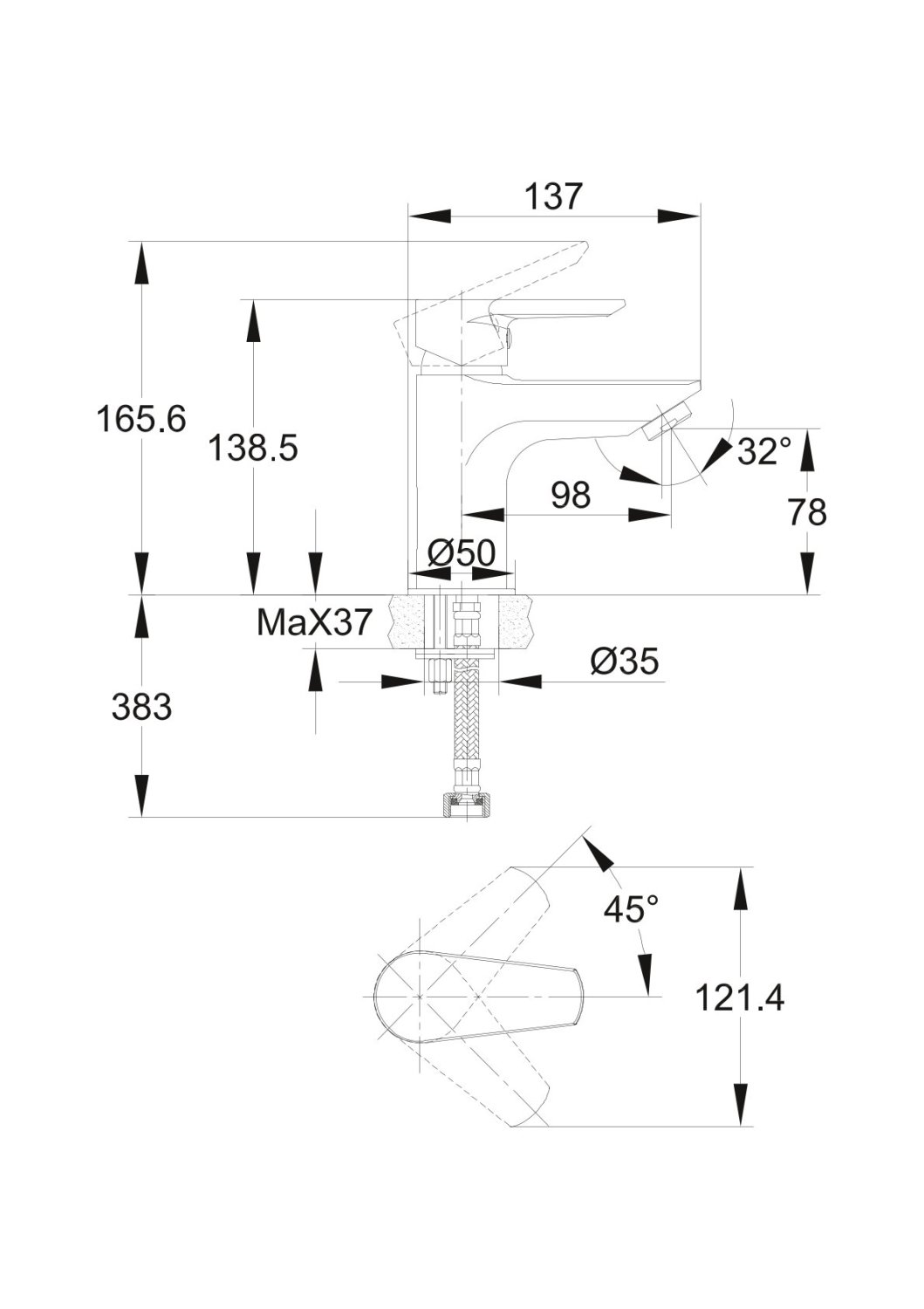 Смеситель для раковины Cersanit VERO однорычажный (63060) - фото 3