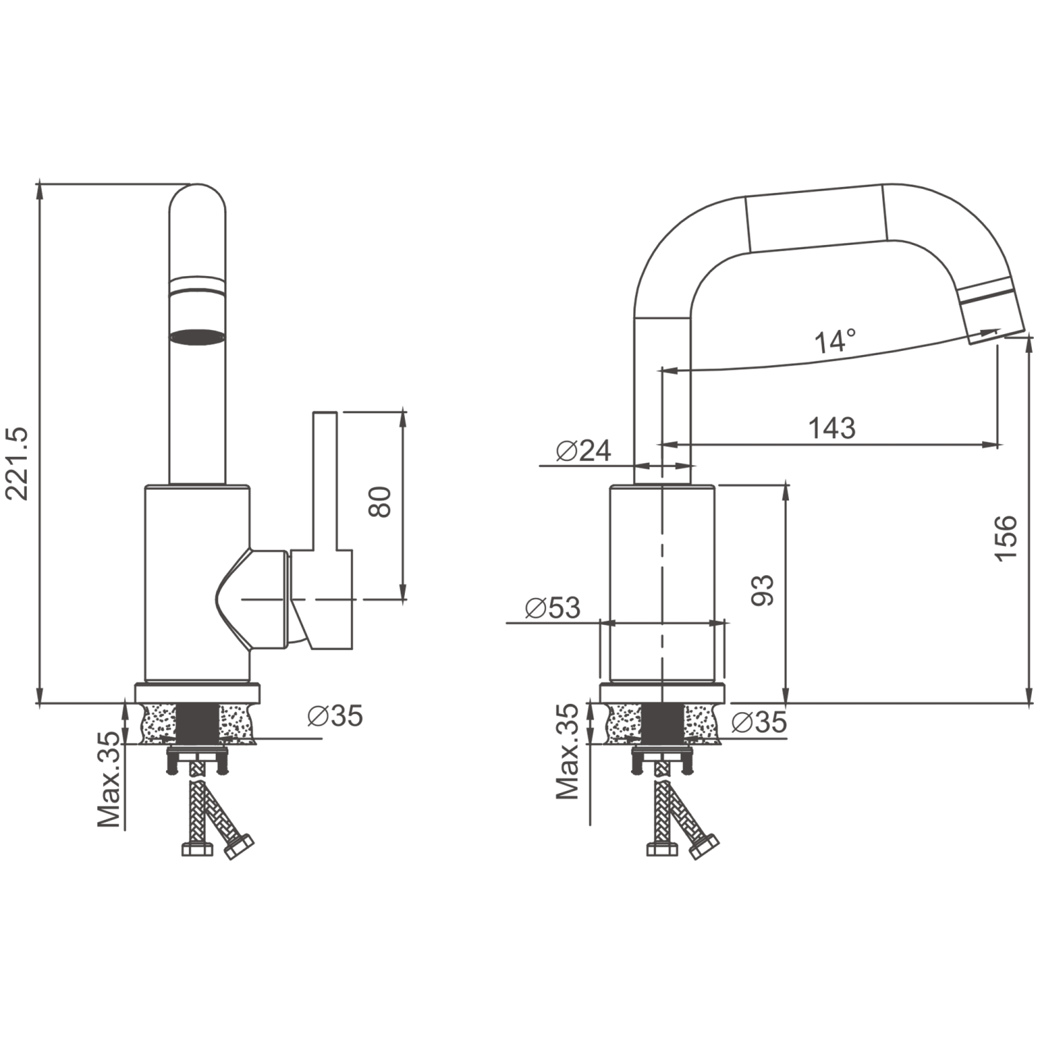 Смеситель для раковины BELZ оружейная сталь (B10810-3) - фото 2