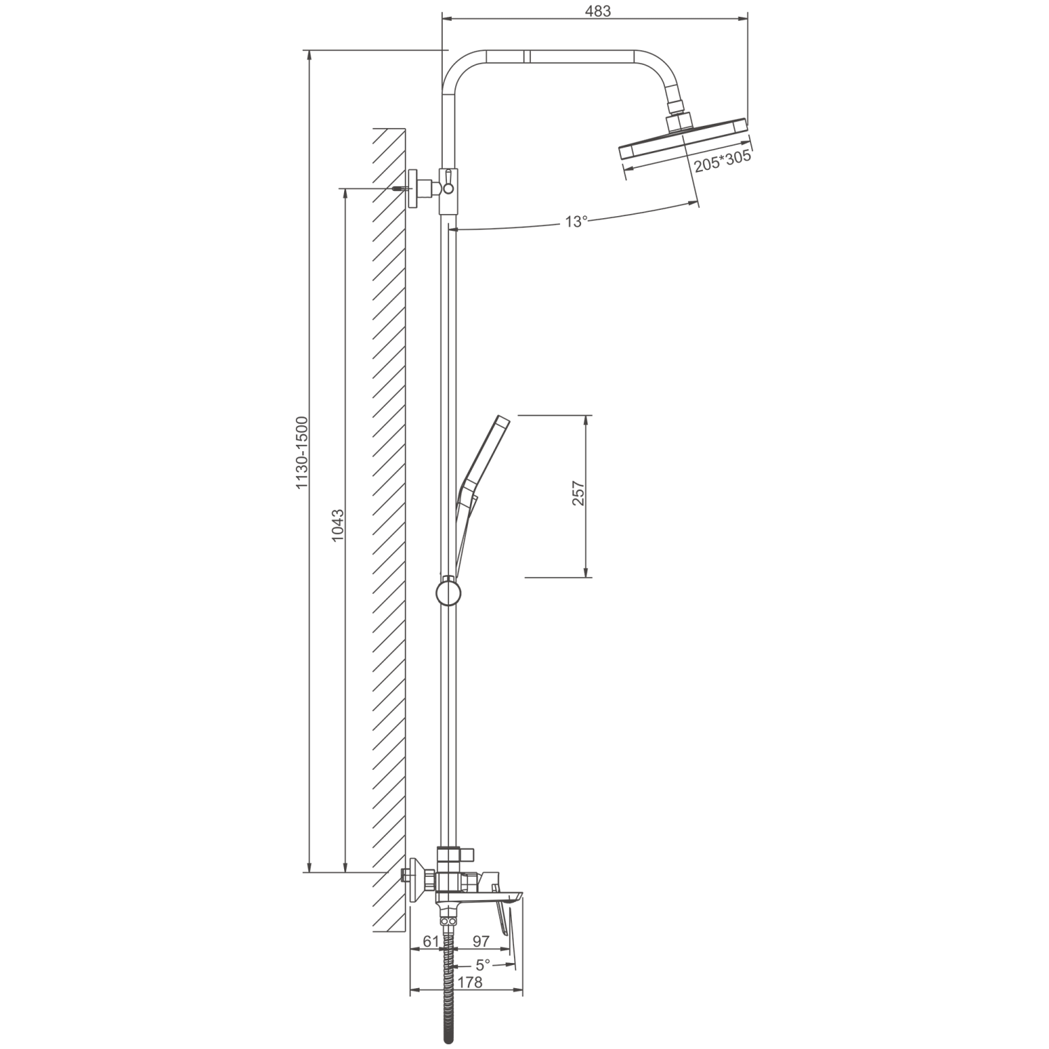 Душевая система BELZ хром (B24715) - фото 2
