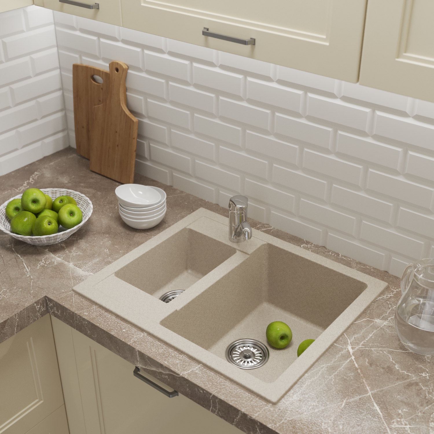 Мойка MIXLINE ML-GM21 двухчашевая  бежевая (328) 600*500*190мм NEW (552015) - фото 4