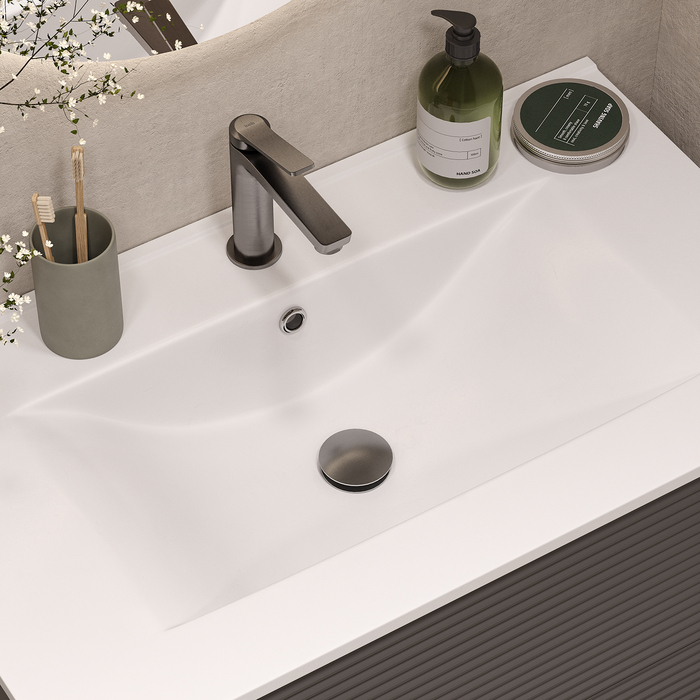 Выпуск для умывальника с переливом, матовый графит, Slide, IDDIS, SLIGM1Wi88 - фото 2