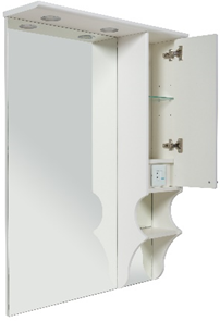Зеркало RUSH со шкафчиком DEVON 65 Белый матовый, правый (DEM75165W) - фото 2