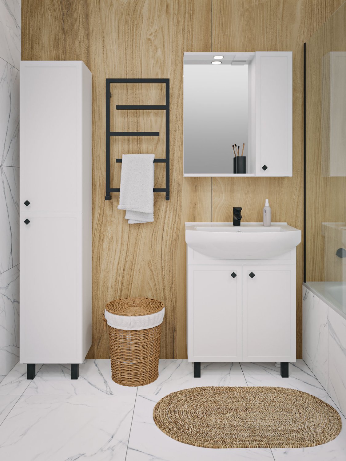 Тумба Runo Римини 65 белая под умывальник 00-00001182 (Best 65) (00-00001254) - фото 2