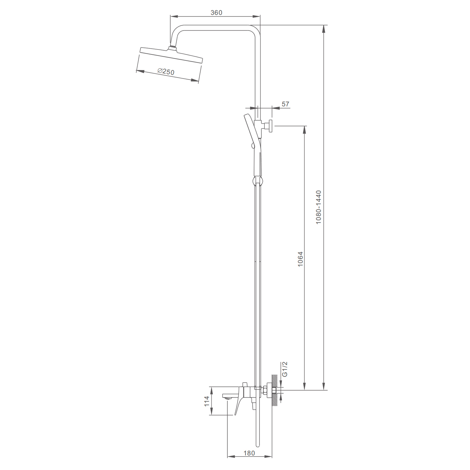 Душевая система Splenka для ванны и душа  поворотный излив 18 см, белый (S54.24.08) - фото 2