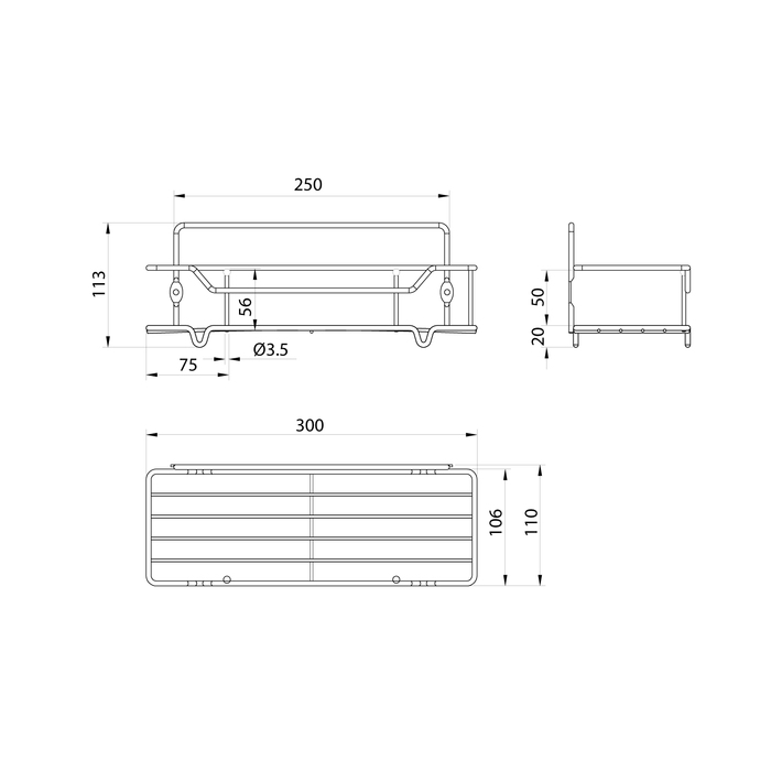 Полка одноярусная прямая Milardo Grid проволока стальная, хром (GRICS1CM44) Полка одноярусная прямая Milardo Grid проволока стальная, хром (GRICS1CM44) - фото 2