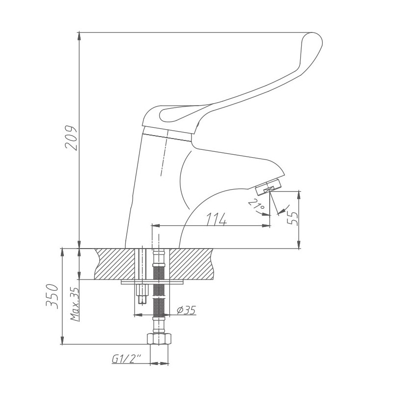 Смеситель для раковины с хирургической ручкой Haiba (HB1054) - фото 3