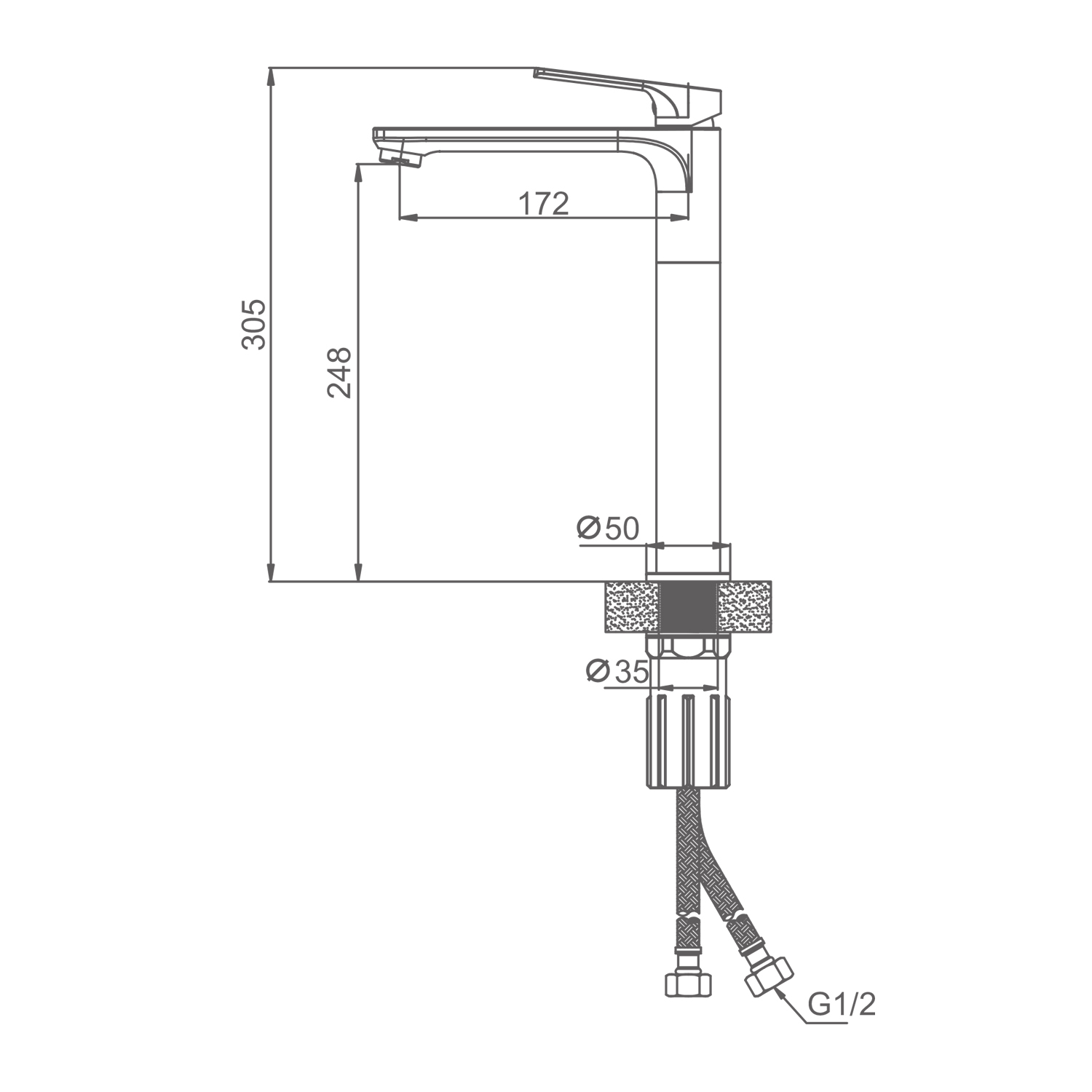 Смеситель Splenka для раковины высокий монолитный, хром (S30.15) - фото 2