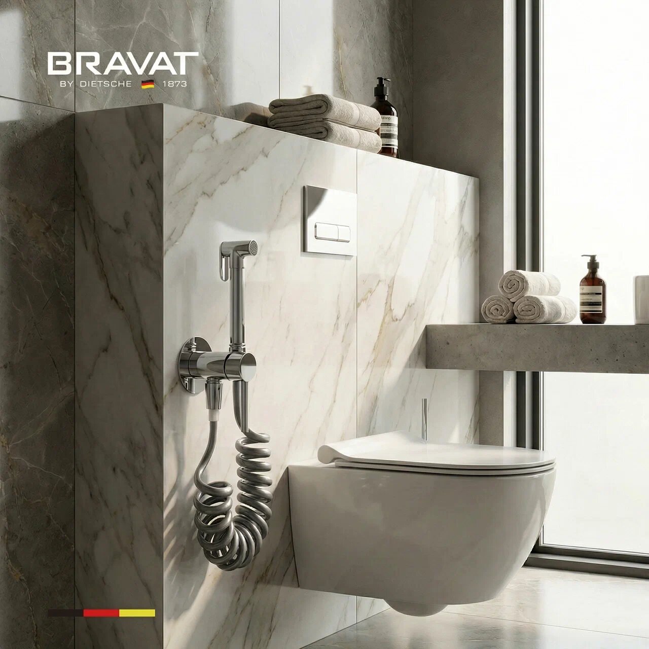 Гигиенический душ со смесителем с пружинным шлангом BRAVAT (D9190CP-SW) - фото 3