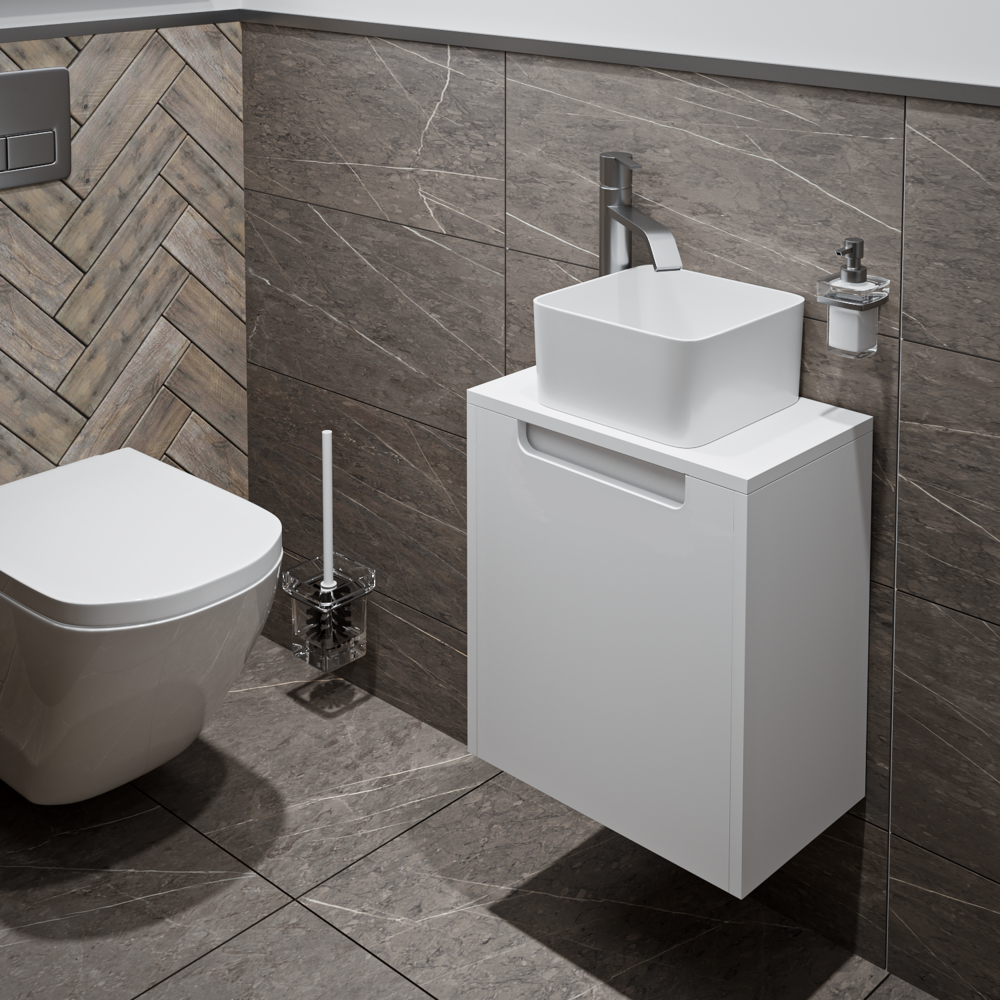 Тумба Runo Бари Микра 40 подвесная белая под накладной умывальник (00-00001975) - фото 4