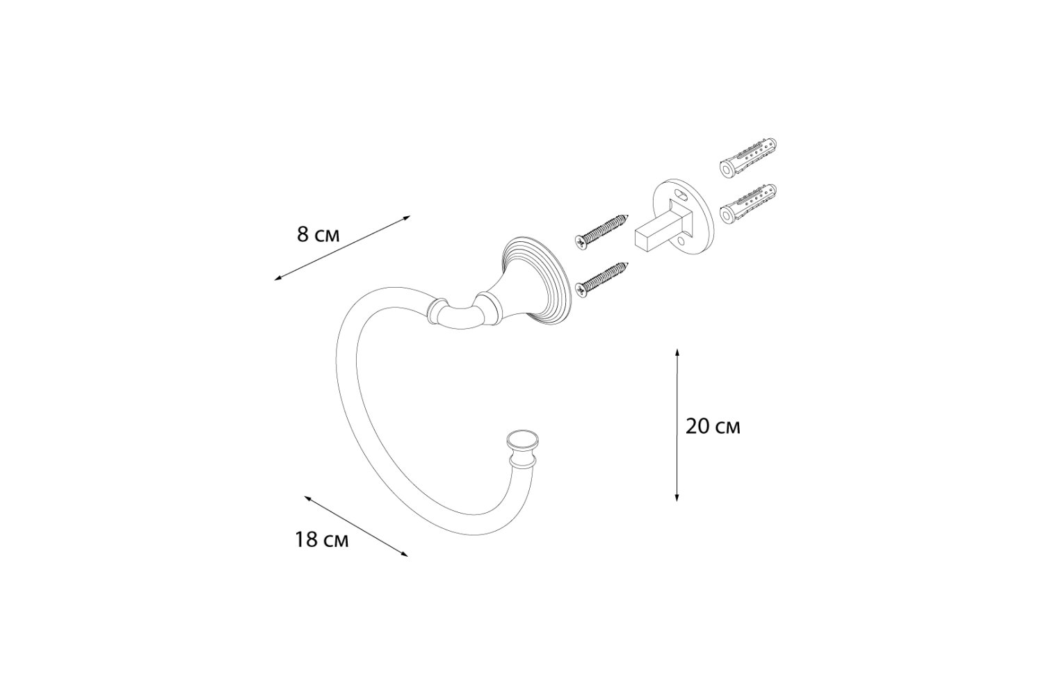Полотенцедержатель FIXSEN Luksor полукольцо (FX-71611B) - фото 3
